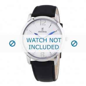 Festina horlogeband F6813-3 / F6813-4 / F6813-6 Leder Zwart 21mm + zwart stiksel