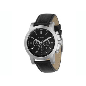 Horlogeband Fossil FS4247 Leder Zwart 22mm