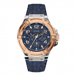 Horlogeband Guess W0040G6 Leder/Textiel Blauw 22mm