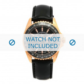 Guess horlogeband GC41006M2 Leder Zwart + zwart stiksel