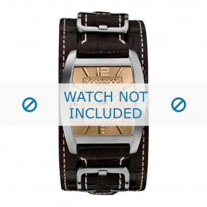 Guess horlogeband W0186G2 Croco leder Bruin 24mm + wit stiksel