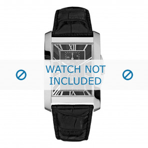 Guess horlogeband W10213G1 Leder Zwart + zwart stiksel