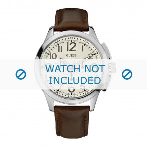 Guess horlogeband W10562G1 Leder Bruin 22mm + bruin stiksel