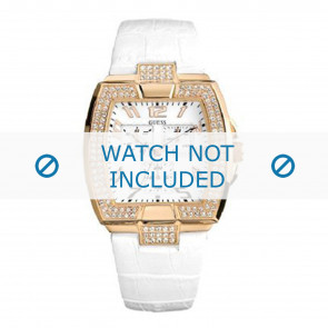 Guess horlogeband W16002L1 Leder Wit + wit stiksel