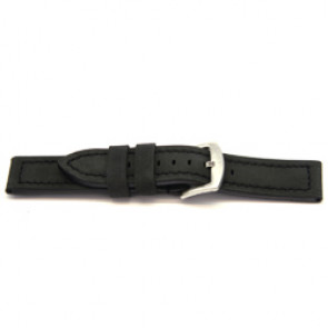 Echt leder horlogeband zwart 22mm / H103