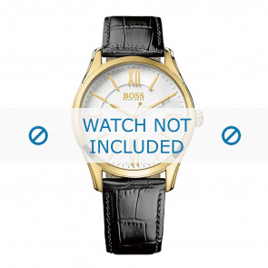 Hugo Boss horlogeband HB-225-1-34-2678-HB1513020 Croco leder Zwart + zwart stiksel