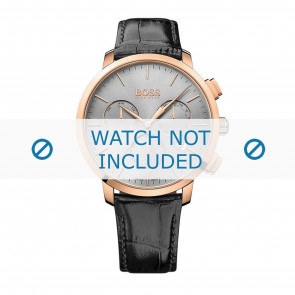 Horlogeband Hugo Boss HB-273-1-34-2826-HB1513264 Croco leder Zwart 22mm