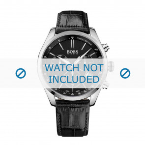 Hugo Boss horlogeband HB-283-1-14-2906-HB1513393 Croco leder Zwart + zwart stiksel