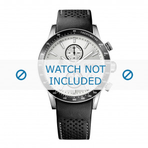 Hugo Boss horlogeband HB-284-1-27-2912-HB1513403 Leder Zwart + wit stiksel