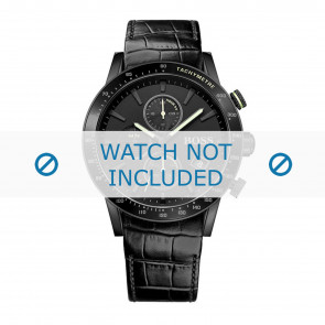 Hugo Boss horlogeband HB-284-1-96-2910-HB1513389 Croco leder Zwart + zwart stiksel
