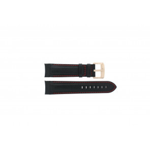 Jaguar horlogeband J635/1 / J635/X Leder Zwart 24mm + rood stiksel