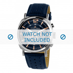 Jacques Lemans horlogeband 1-1645I Leder Blauw + blauw stiksel