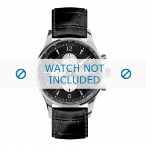 Jacques Lemans horlogeband 1-1844A Leder Zwart + standaard stiksel
