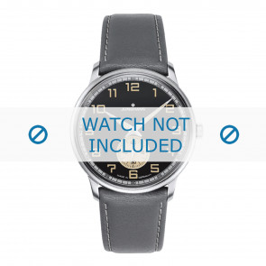 Junghans horlogeband 027/3607.00 Leder Grijs 20mm + wit stiksel