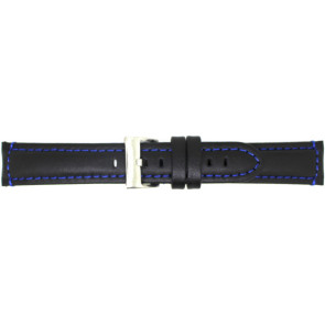 Horlogeband Universeel 393.01.05 Leder Zwart 24mm