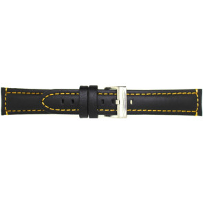 Horlogeband Universeel 393.01.10 Leder Zwart 22mm