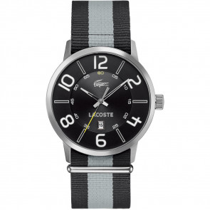 Lacoste horlogeband 2010497 / LC-44-1-14-2213 Nylon / perlon Zwart 24mm + zwart stiksel