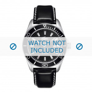 Lacoste horlogeband LC-31-1-27-0148 / 2010458 Leder Zwart + wit stiksel