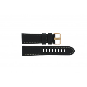 Prisma horlogeband LEDZWR Leder Zwart 23mm + wit stiksel