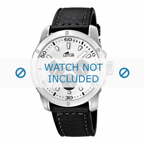 Lotus horlogeband 15811 / 15688/3 Leder Zwart 23mm + grijs stiksel