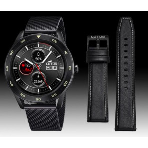 Horlogeband Lotus 50010/1 / BC10932 Leder Zwart
