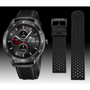 Horlogeband Lotus 50012/3 / BC10944 Leder Zwart