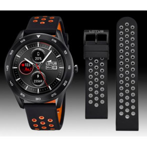 Horlogeband Smartwatch Lotus 50013/2 / BC10962 Silicoon Zwart 22mm