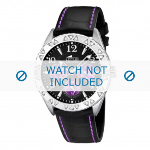 Lotus horlogeband L15681-4 Leder Zwart 21mm + paars stiksel