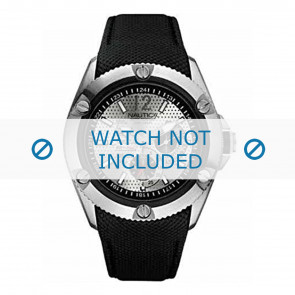Nautica horlogeband A17062G  Leder Zwart + zwart stiksel
