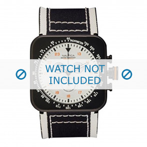 Nautica horlogeband A21501 Leder Wit + wit stiksel
