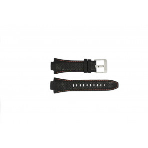 Seiko horlogeband 7L22-0AE0 / SNL017P1 / 4KG8JZ /SNL021P9 Leder Zwart 15mm + oranje stiksel