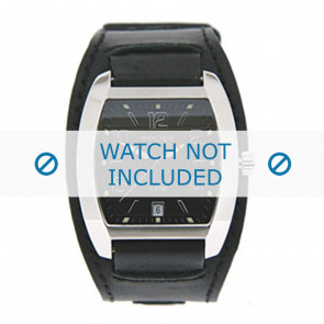 Police horlogeband 10104MS/02B Leder Zwart 19mm + zwart stiksel