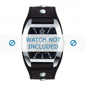 Police horlogeband 10320MS-02B STUDS Leder Zwart + zwart stiksel