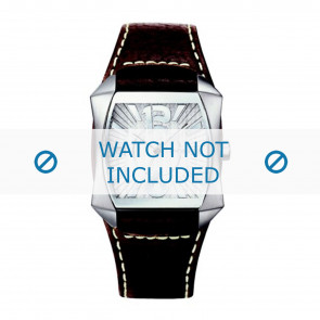 Police horlogeband 10810MS-04 Leder Donkerbruin + wit stiksel