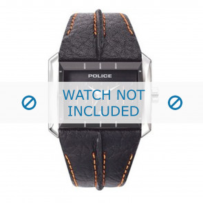 Police horlogeband 10812JS-02 Leder Zwart 32mm + oranje stiksel