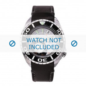 Police horlogeband 11182JS-04 Leder Zwart + zwart stiksel