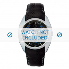 Police horlogeband 11310JS-02 Leder Zwart + wit stiksel