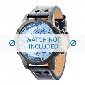 Police horlogeband PL.14536JSU-13A Leder Blauw + wit stiksel