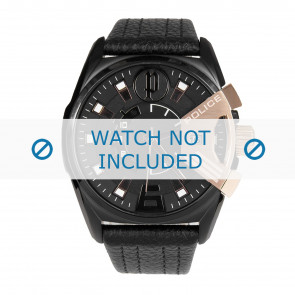 Police horlogeband PL14340JSBR-02 Leder Zwart + zwart stiksel
