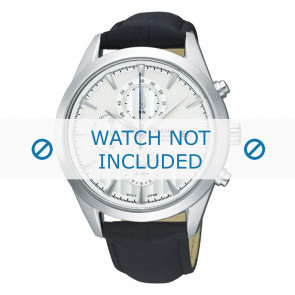 Pulsar horlogeband PF3927X1 / YM62 X225 / PF3929X1 Leder Zwart 20mm + zwart stiksel