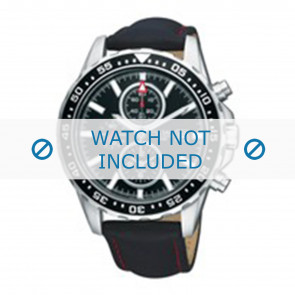 Pulsar horlogeband PT3163X1 Leder Zwart 22mm + rood stiksel