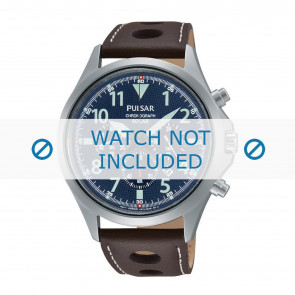 Pulsar horlogeband VS75-X001-PX5029X1 Leder Bruin 18mm + wit stiksel