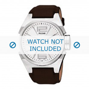 Pulsar horlogeband VX42 X149 Leder Donkerbruin + bruin stiksel