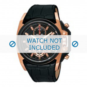 Pulsar horlogeband YM62-X205-PF3842X1 Leder Zwart + zwart stiksel