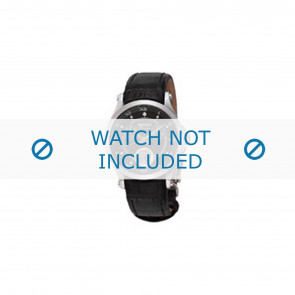 Seiko horlogeband SUK005P1 / 5Y85 0AH0 / 4KK8JZ Leder Zwart 17mm + wit stiksel