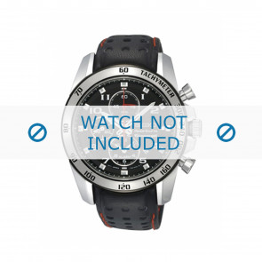 Seiko horlogeband SNAE65P1 / 7T62-0KV0 02B / L0CE011J0 Leder Zwart 21mm + rood stiksel