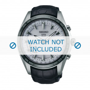 Horlogeband Seiko 8X22-0AG0 / SSE093J1 / L0CK016J9 Krokodillenleer Zwart 22mm