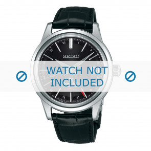 Horlogeband Seiko 9S86-00C0 / SBGJ019G Leder Zwart 19mm