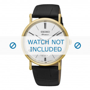 Horlogeband Seiko 6G28-00X0 / SRK036P1 Leder Zwart 21mm