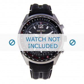 Horlogeband Seiko V175-0CK0 / SSC289P9 / SSC261P2 / L0CH011J0 Leder Zwart 24mm